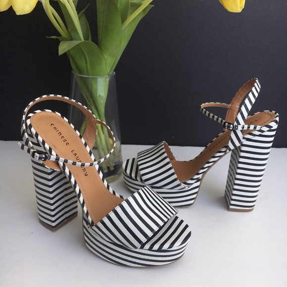 Chinese Laundry Shoes - CHINESE LAUNDRY striped sandal high heels 9.5